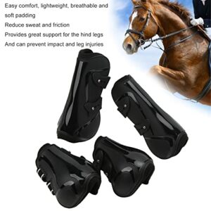 GLOGLOW 4Pcs Horse Tendon Boots, PU Shell Open Front Boots and Horse Hind Leg Brace Boots for Jumping Trail Riding Shock Absorbing