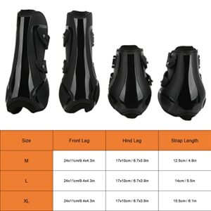 GLOGLOW 4Pcs Horse Tendon Boots, PU Shell Open Front Boots and Horse Hind Leg Brace Boots for Jumping Trail Riding Shock Absorbing