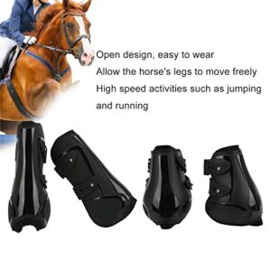 GLOGLOW 4Pcs Horse Tendon Boots, PU Shell Open Front Boots and Horse Hind Leg Brace Boots for Jumping Trail Riding Shock Absorbing