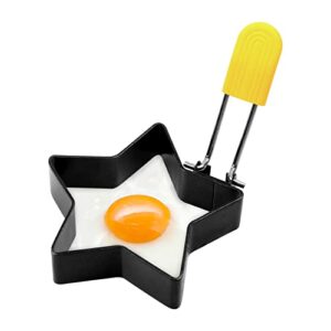 sihuuu egg ring stainless steel round moldel with anti-scalding handle - frying shaping cooker eggs ring for camping breakfast sandwich burger（star）