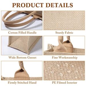 Saintrygo 10 Pcs Burlap Gift Bags with Handles Tote Bags Bridesmaid Tote Bag Welcome Tote Bag Blank Burlap Tote for Wedding (Khaki)