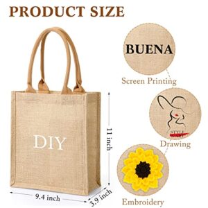 Saintrygo 10 Pcs Burlap Gift Bags with Handles Tote Bags Bridesmaid Tote Bag Welcome Tote Bag Blank Burlap Tote for Wedding (Khaki)