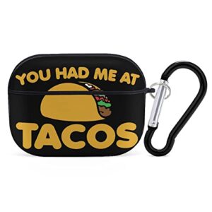 sedoied you had me at taco all over printed case for airpods pro cover earbuds headset storage bag protective cute, black, one size (sedoied)