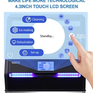 GSEICE Commercial Ice Maker Machine, 280LBS/24H with 70 Pounds Storage Bin - 4.3 inch Touch Screen, Food-Grade Materials, 304 Stainless Steel Ice Making Machine Perfect for Home and Business