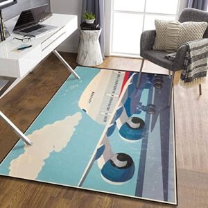 Stylized on The Theme of Civil Aviation Modern Jet Airplane Ready to 4x6 Rug Area Rug Non-Slip Floor Mat Indoor Outdoor Carpet for Living Room Bedroom Kids Room Home Decor Throw Rugs Runner Rugs