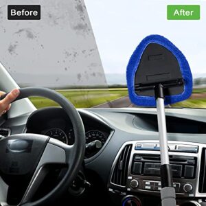 3 Sets Windshield Cleaner Car Window Cleaner Car Windshield Cleaning Tool Glass Cleaner Wiper with Detachable Handle, 9 Microfiber Pads and 3 Spray Bottles Car Cleanser Brush Car Cleaning Kit