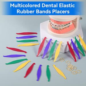 Annhua 20 PCS Dental Elastic Rubber Bands Placers, Braces Rubber Band Tool Disposable Plastic Elastic Placers for Braces Bands - Multi-color