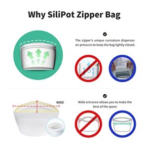 SiliPot Silicone Zipper Bag - Patented 3-Layered Zipper & 100% Platinum Silicone | Standing & Reusable Food Storage Container | Premium Kitchen Utensils (LIME 3P)