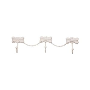 boomlatu 3 hooks white bow coat hook wall hook key hook for girls women nursery or bedroom decoration (white)