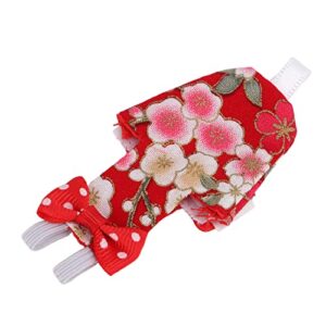 Bird Clothes, Washable Red Cherry Blossoms Cotton Bird Diaper with Elastic Band Waterproof Liner for Pet Parrots Macaw Cockatiel