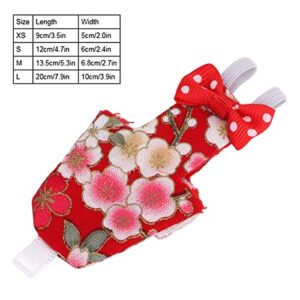 Bird Clothes, Washable Red Cherry Blossoms Cotton Bird Diaper with Elastic Band Waterproof Liner for Pet Parrots Macaw Cockatiel