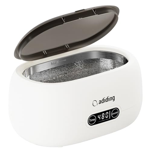 Adiding Ultrasonic Jewelry Cleaner, 650mL Professional Ultrasonic Cleaner with 5 Digital Timer, Degas Mode, 45kHz Jewelry Cleaner Ultrasonic Machine for Eyeglasses Watch Rings Necklaces Coins Dentures