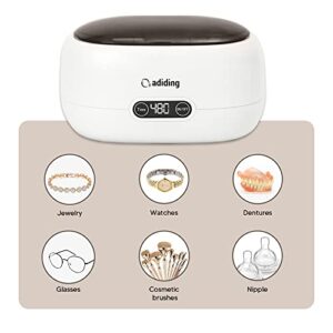 Adiding Ultrasonic Jewelry Cleaner, 650mL Professional Ultrasonic Cleaner with 5 Digital Timer, Degas Mode, 45kHz Jewelry Cleaner Ultrasonic Machine for Eyeglasses Watch Rings Necklaces Coins Dentures