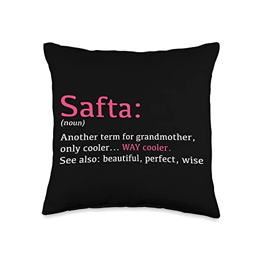 Gifts For Safta SAFTA: Funny Definition Noun-Another Term Throw Pillow, 16x16, Multicolor