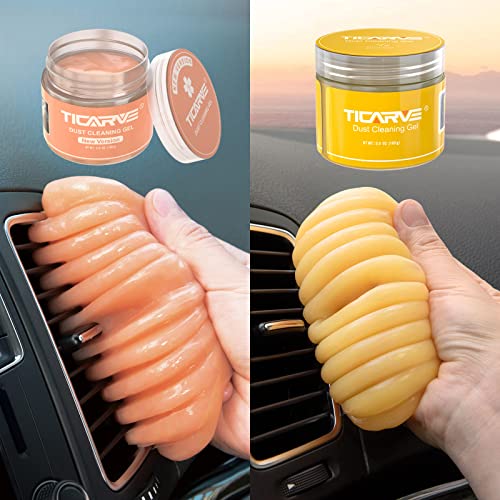 TICARVE Cleaning Gel for Car Detailing Putty Car Cleaning Putty Auto Detailing Gel Detail Tools for Car Interior Cleaner Car Cleaning Kit Automotive Car Cleaner Orange Yellow