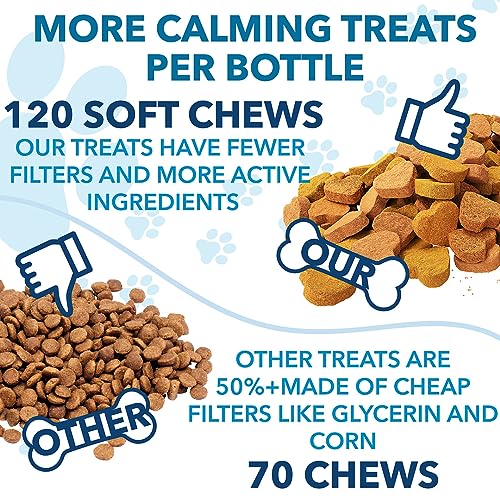 Hemp Calming Chews for Dogs with Anxiety and Stress - Dog Calming Treats - Dog Anxiety Relief - Storms, Barking, Separation - Valerian - Hemp Oil - Calming Treats for Dogs - Made in USA