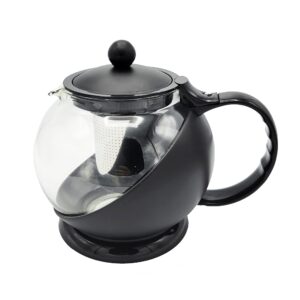 LARGE GLASS TEAPOT KETTLE WITH INFUSER AND FILTER FOR LOOSE TEA DISHWASHER SAFE 50OZ / 1500ML BREW TEA POT HALF MOON HEAT RESISTENT HERBAL TEA MAKER. BEST VALUE FOR MONEY!