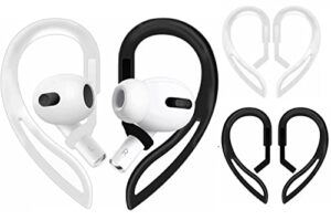 bllq 2 pairs ear hooks compatible with airpods 3rd generation [multi-dimensional adjustable] anti-slip ear fins accessories compatible with airpods pro airpods 3 2 1 gen,black/white