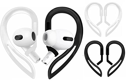 BLLQ 2 Pairs Ear Hooks Compatible with AirPods 3rd Generation [Multi-Dimensional Adjustable] Anti-Slip Ear Fins Accessories Compatible with AirPods Pro AirPods 3 2 1 Gen,Black/White