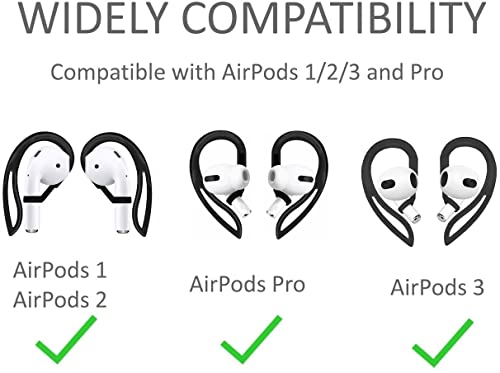 BLLQ 2 Pairs Ear Hooks Compatible with AirPods 3rd Generation [Multi-Dimensional Adjustable] Anti-Slip Ear Fins Accessories Compatible with AirPods Pro AirPods 3 2 1 Gen,Black/White