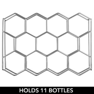 mDesign Metal Hexagon 3-Tier Wine Rack - Minimalist Bottle Holder for Kitchen Countertop, Pantry, or Refrigerator Space - Wine, Beer, Pop/Soda, Water Bottles, and Juice - Holds 11 Bottles - Chrome