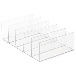 mDesign Plastic Divided Purse Organizer for Closets, Bedrooms, Dressers - Closet Shelf Storage Solution for Purses, Clutches, Wallets, Accessories - 5 Compartment Sections - Lumiere Collection - Clear