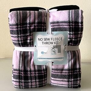 stewart plaid pink anti-pill no-sew throw fleece fabric kit (72x60)