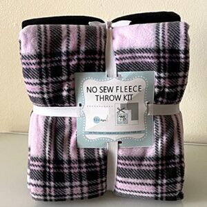 Stewart Plaid Pink Anti-Pill No-Sew Throw Fleece Fabric Kit (72x60)