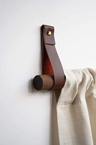 KEYAIIRA - Curtain rod holder leather curtain rod bracket holders leather loop strap for wall boho pole hanger wall blanket display farm house style