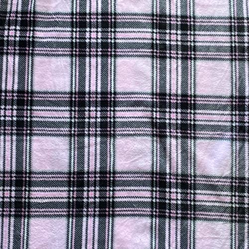 Stewart Plaid Pink Anti-Pill No-Sew Throw Fleece Fabric Kit (50x60)