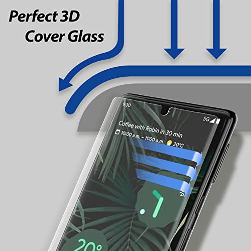 [2+1 PACK + UV Lamp] Whitestone Dome Glass Screen Protector for Google Pixel 6 Pro, Full Tempered Glass Shield with Liquid Dispersion Tech [Easy to Install Kit] Smart Phone Screen Guard with Camera Film Protector - 2pack