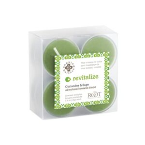 root candles seeking balance spa candle aromatherapy candles, tealights, revitalize: coriander sage, 8-count