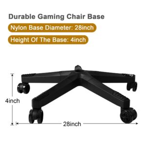 Frassie 28 inch Nylon Gaming Chair Base Replacement with 5 Casters, Heavy Duty Office Chair Base Part