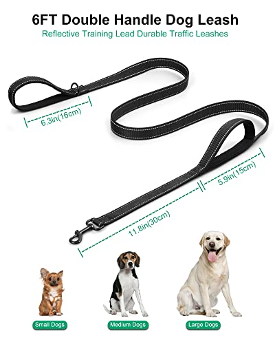 Dog Leash, Heavy Duty Dog Leash, Leashes for Large Breed Dogs 5FT 6FT, Double Handle Dog Leash, Reflective Training Lead, Perfect for Medium to Large Dogs