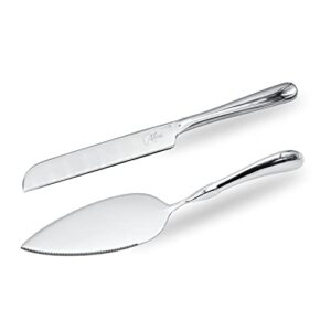 muncie household cake knife and cake server set - stylish, classic, sturdy - fit for all occasions - wedding, birthday, everyday use - stainless steel with ergonomic handle