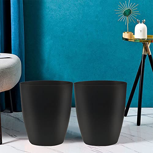 Besli Plastic Small Trash Can 2 Gallon/7.6 Liter Garbage Can Wastebasket for Bathroom Bedroom Kitchen Office (2 Pack, Black)