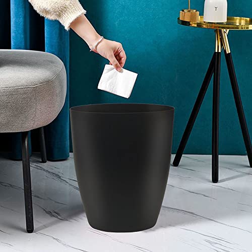 Besli Plastic Small Trash Can 2 Gallon/7.6 Liter Garbage Can Wastebasket for Bathroom Bedroom Kitchen Office (2 Pack, Black)