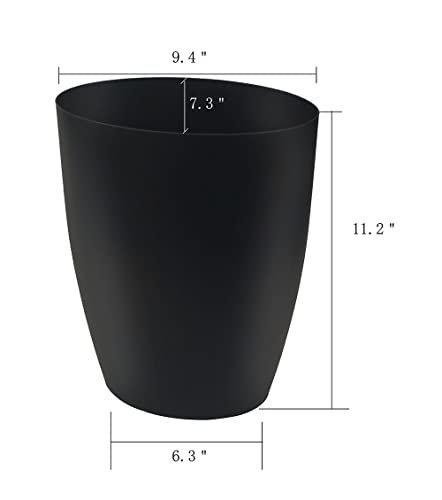 Besli Plastic Small Trash Can 2 Gallon/7.6 Liter Garbage Can Wastebasket for Bathroom Bedroom Kitchen Office (2 Pack, Black)