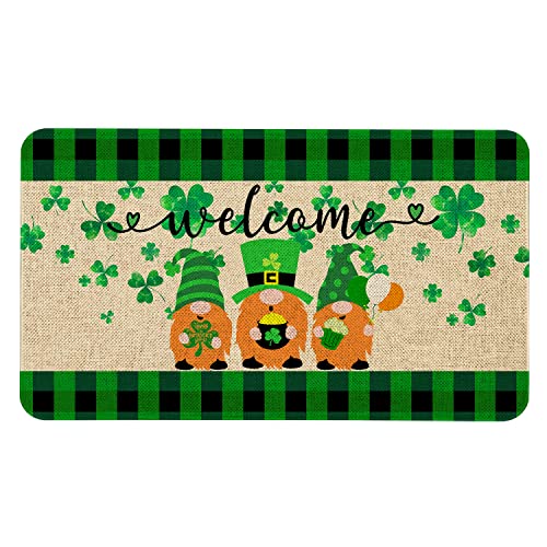 Roszwtit St Patricks Day Door Mat 30 X 17 Inch St Patricks Day Gnome Doormat Indoor Outdoor Entrance Floor Mat Non Slip Rubber Welcome Mats