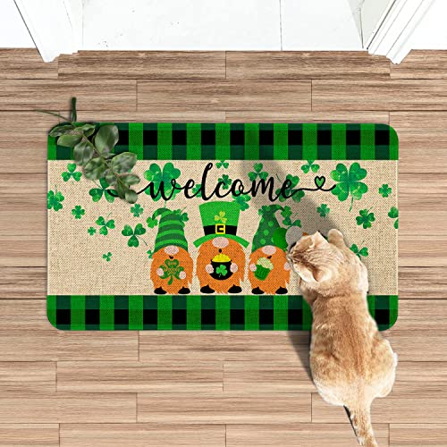 Roszwtit St Patricks Day Door Mat 30 X 17 Inch St Patricks Day Gnome Doormat Indoor Outdoor Entrance Floor Mat Non Slip Rubber Welcome Mats