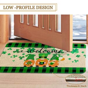 Roszwtit St Patricks Day Door Mat 30 X 17 Inch St Patricks Day Gnome Doormat Indoor Outdoor Entrance Floor Mat Non Slip Rubber Welcome Mats