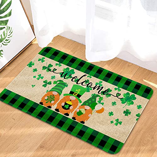 Roszwtit St Patricks Day Door Mat 30 X 17 Inch St Patricks Day Gnome Doormat Indoor Outdoor Entrance Floor Mat Non Slip Rubber Welcome Mats