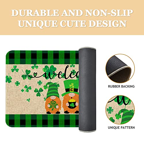 Roszwtit St Patricks Day Door Mat 30 X 17 Inch St Patricks Day Gnome Doormat Indoor Outdoor Entrance Floor Mat Non Slip Rubber Welcome Mats