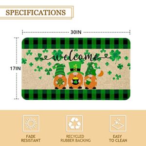 Roszwtit St Patricks Day Door Mat 30 X 17 Inch St Patricks Day Gnome Doormat Indoor Outdoor Entrance Floor Mat Non Slip Rubber Welcome Mats