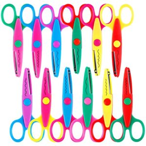 ucec craft scissors decorative edge, 12 pack crafting scissors 5 inch pattern scissors, decorative scissors, colorful design scissors for crafts, scrapbook scissors for crafting, fun scissors
