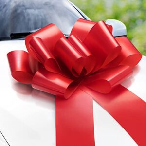 mifflin-usa preassembled extra large bow (matte red, 23 inch), giant ready-to-use bow for car, huge car bow, big red bow, bow for gifts, christmas bow, gift wrapping, big gift bow for car decor