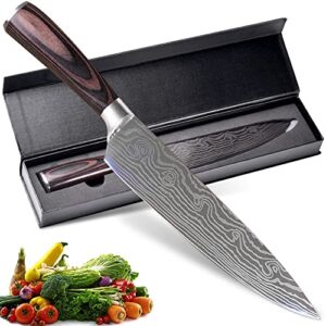 owuyuxi chef knife, 8 inch kitchen knife, professional japanese aus-10v super stainless steel chefs knife with ergonomic handle, durable sharp cooking knife with gift box.