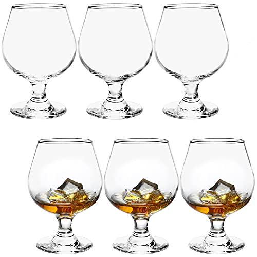 ZOOFOX 6 Pack 12 oz Snifter Whiskey Glasses, Brandy Glasses for Spirits, Clear Cognac Stemmed Glasses, Short Beer Tasting Glasses Drinking Cups, Great for Spirits Drinks