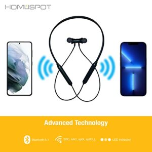 HomeSpot Neckband Wireless Earbuds aptX Low Latency Bluetooth Headphones Bluetooth 5.1 Qualcomm® CVC™ for Gym, Running, Gaming & Meeting Compatible with iPhone, Samsung Galaxy JY100