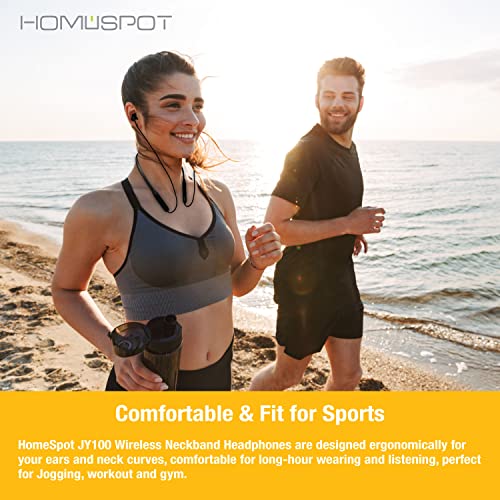 HomeSpot Neckband Wireless Earbuds aptX Low Latency Bluetooth Headphones Bluetooth 5.1 Qualcomm® CVC™ for Gym, Running, Gaming & Meeting Compatible with iPhone, Samsung Galaxy JY100